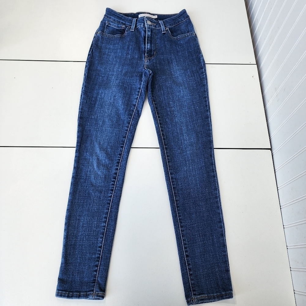 Levi's 721 High Rise Skinny Jeans Med Wash Distressed Ankle Womens Sz 25 - Picture 1 of 10